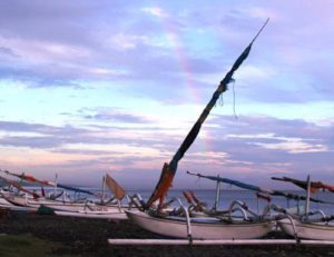Pelangi di Pantai Jemeluk Karangasem